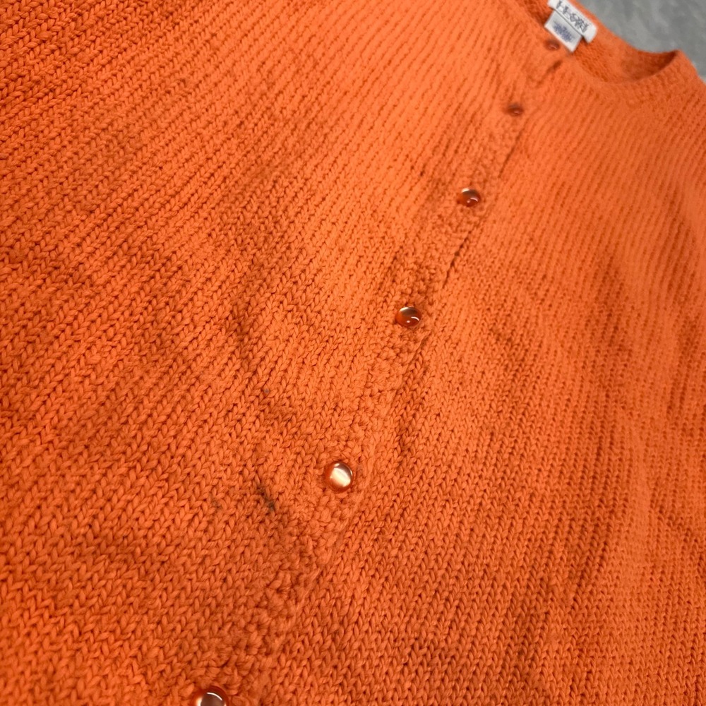 Leon Levin Orange Hand Loomed Button Front Cardigan Sweater Women Small Classic - Picture 3 of 7